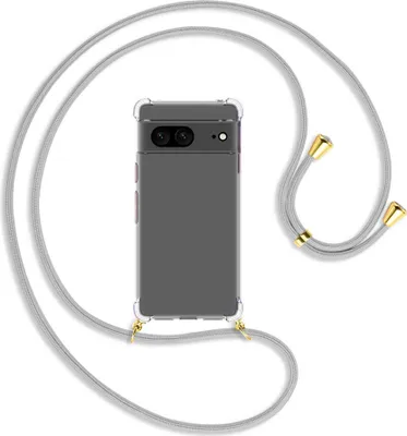 Produktbild von Handykette Backcover-Schutzhülle mit Band (Metall goldfarben) für Google Pixel 7 - silbergrau