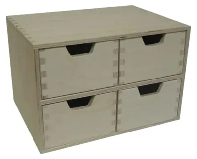 Holz-Aufbewahrungsbox mit 4 Schubladen, 28x20x19,5 cm