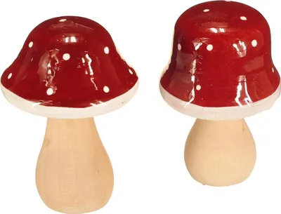 Produktbild von Fliegenpilz Deko aus Holz für Herbst und Advent, 4 Stück