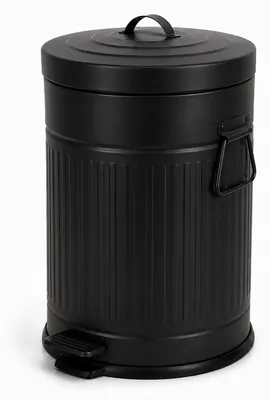 Image de Poubelle Relaxdays, 20 litres, pour cuisine, avec seau intérieur amovible, pédale, système de fermeture douce, métal, poubelle rétro à pédale, noire