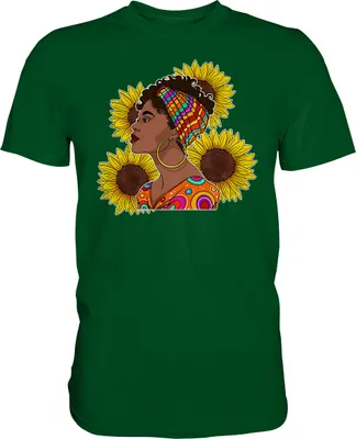 Produktbild von Stolze Schwarze Frau Sonnenblumen T-Shirt Gärtner Geschenk – Bottle Green / S