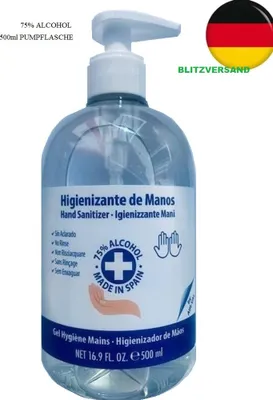 Produktbild von 500 ml Desinfektionsmittel, Händedesinfektionsgel, Handgel, Händedesinfektionsmittel, Desinfektionsgel mit Spender Händedesinfektion Pumpflasche 75% Alcohol