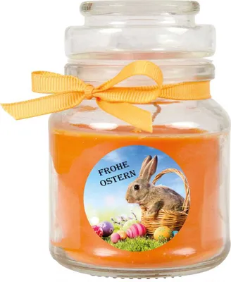 Produktbild von Frohe Ostern Duftkerze im Bonbonglas - viele Motive zur Auswahl, - Brenndauer bis zu 110 Std