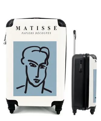 Produktbild von MuchoWow® Koffer Handgepäck Trolley Rollkoffer Kleine Reisekoffer mit 4 Rollen - Porträt - Mann - Blau - Kunst - Henri Matisse - Cabin Size < 55x40x23 cm & 55x40x20 cm - Fotokoffer - Kabinenkoffer - Boardgepäck - Reise-Box - Reisekoffer - Reisegepäck - Koffer mit Bild - Trolley für Kinder