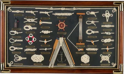Produktbild von Knotentafel Schaukasten unter Glas Knoten 73cm deutsche Beschriftung Schiff Boot