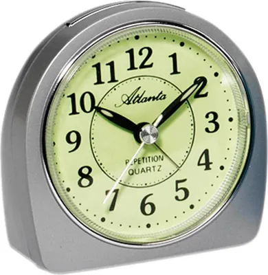 Produktbild von Atlanta 1586/19 Wecker Quarz analog silbern leise ohne Ticken mit Licht Snooze