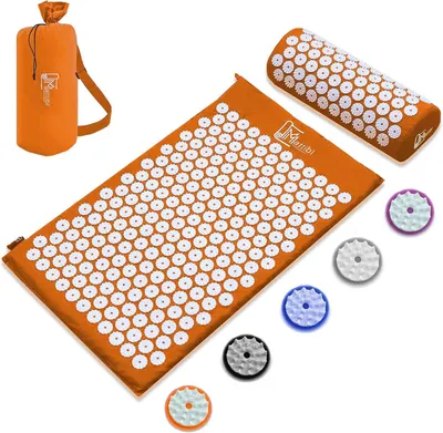 Obrázok produktu pre Akupresúrna podložka s vankúšikom, oranžová, na masáž a liečbu bolesti, 1 sada, na relaxáciu