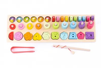 Obrázok produktu pre Drevené puzzle 4 v 1 Čísla Ryby
