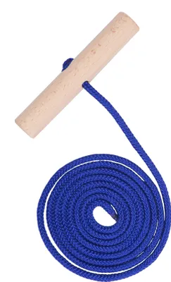 Image de Câble de traction pour luge 160 cm - cordon bleu avec poignée en bois