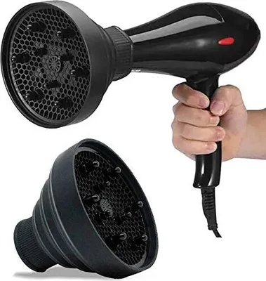Produktbild von Favson Haartrockner Diffusor, faltbar, universal, Silikon, schwarz, für definierte Locken, 13,7 x 11,6 cm, 6 cm Durchmesser