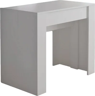 Produktbild von Moderner Esstisch, Ausziehbare Konsole bis zu 10 Sitzplätze, Maße 90 x 51 x 77 cm (bis zu 237 mit Verlängerungen), Weiße Farbe