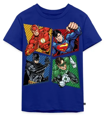 Produktbild von Spreadshirt DC Comics Justice League Superhelden Kinder Premium T-Shirt, 110/116 (4 Jahre), Royalblau