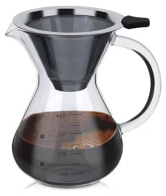 Übergieß-Kaffeemaschine mit Edelstahlfilter, 400 ml, Glas, Silber