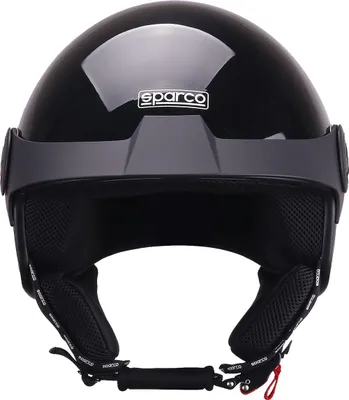 Zdjęcie produktu dla Kask Sparco Demi-Jet z daszkiem do motocykla, czarny metaliczny, z skorupą ABS, rozmiar XL