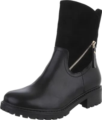 Produktbild von Ital-Design Damen Stiefeletten Leicht gefüttert Wildlederoptik, Lederoptik Flache Stiefeletten 90482585 Schwarz Gr.  37