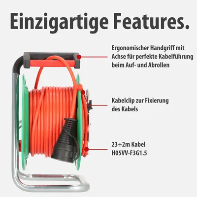 Produktbild von Brennenstuhl 1098550001, 23 m, Draußen, IP44, Kunststoff, Grün, Orange, Garten