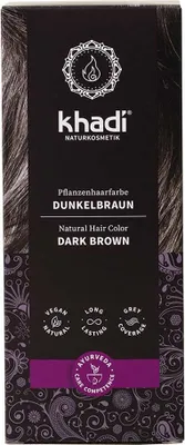 Produktbild von Khadi Dark Brown Plant Hair Color 100g - Natural and Vegan Hair Color for Deep, Shiny Dark Brown to Strong Black Brown