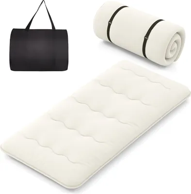Obrázek produktu pro COSTWAY Matrace s pratelným potahem a taškou na přenášení, skládací podložka tatami, podlahová matrace 90x200cm Béžová barva