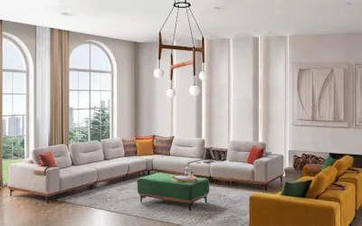 Immagine prodotto di Divano angolare di design per il soggiorno divano a L sgabello imbottito 2 pezzi nuovo