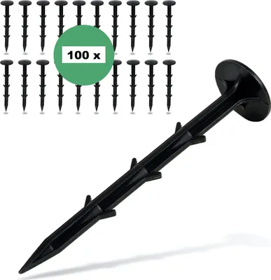 Immagine prodotto di CoverUp! Picchetti da terra per telo antierbaccia [100 pezzi] – Estremamente stabili – Picchetti in plastica resistente alla rottura