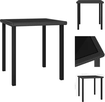 Image de vidaXL Table de jardin noire 70x70x73 cm Poly rotin - Tables de jardin