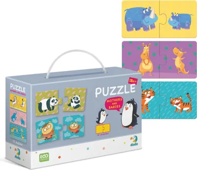 Zdjęcie produktu dla DODO puzzle zwierzątka mamusie i szczeniaczki 12x2 szt