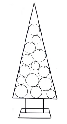 Obrázok produktu pre Kovový jedličkový stromček s kruhmi čierny - 123 cm - dekoračný stojan na vianočnú a adventnú výzdobu