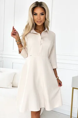 Produktbild von Numoco Hemdblusenkleid für Damen Sandy beige L