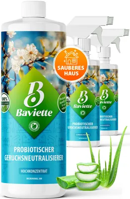 Produktbild von BAVIETTE Geruchsneutralisierer 1 Liter Konzentrat – gegen Tiergerüche & Alltagsgerüche in Haushalt, Teppich, Polster & Auto
