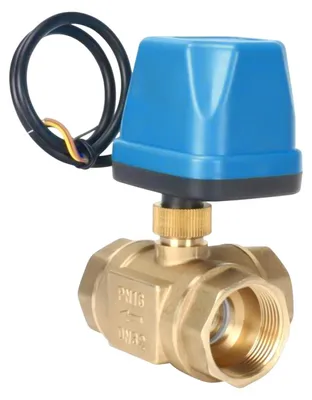 Image de Vanne à bille électrique - Vanne motorisée à 3 voies 6W - DN32 G1 1/4 - Laiton - 1,6 MPa - Pour liquides et gaz