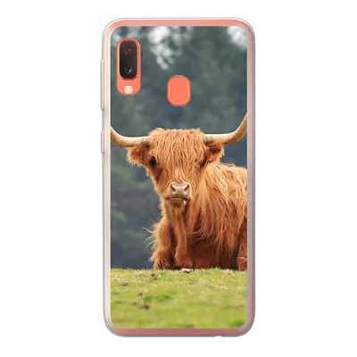 Produktbild von MuchoWow® Handyhülle Schutzhülle Hülle für Samsung Galaxy A20e Schottische Highlander - Gras - Wald Silikon Softcase Handy Hülle - Abdeckung