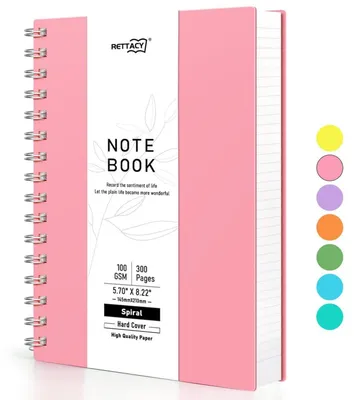 Produktbild von Notizbuch A5 Liniert 100g/m² 300 Seiten Rosa Softcover Spiralbindung
