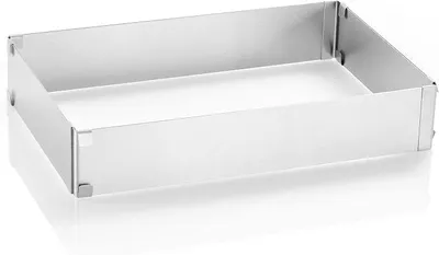 Produktbild von PolkaHome® Verstellbarer Kuchenrahmen - Rechteckige Backform - 28-53 cm x 19-34 cm - 5 cm Hoher Edelstahl Tortenring