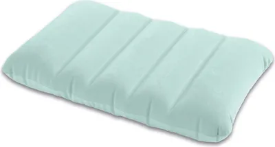 A light green inflatable pillow on a white background.
