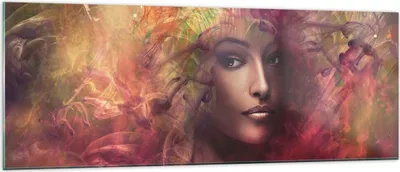 Produktbild von Bilder auf glas - frau gesicht - 140x50cm - Glasbilder - Wandbilder - Kunstdruck - zum Aufhängen bereit - Wanddekoration aus Glas - Glas Bilder - Wandbild auf Glas - Einteilig - GAB140x50-3736
