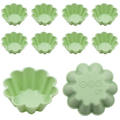 Produktbild von Unyqoos® Set mit 10 Silikon-Backformen Ø 7,5 cm für Mini-Törtchen, Quiche & Mini-Kuchen – backofenfest -20°C bis 230°C, antihaft, stapelbar