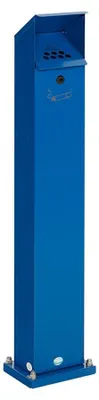 Produktbild von Robuster Ascher Standsäule mit Schloss und Bodenplatte | 2 Liter, HxBxT 115x18x15cm | Verzinkter Stahl | Blau