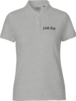 Produktbild von Huuraa Damen Polo Shirt Little Boy Schriftzug S Sport Grey Bio Baumwolle Fairtrade Poloshirt Geschenkidee