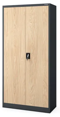 Zdjęcie produktu dla Szafka na dokumenty, szafka magazynowa, szafka wielofunkcyjna, szafka metalowa, 4 półki, malowana proszkowo, blacha stalowa, 185 x 90 x 40 cm, antracyt / dąb Sonoma