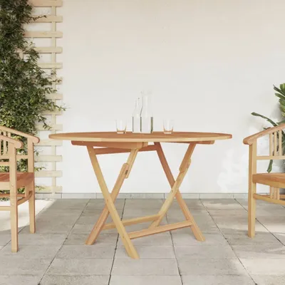 Imagen del producto de Mesa de jardín plegable "The Living Store", diámetro 120 cm, altura 75 cm, fabricada en madera maciza de teca