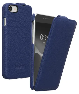 Produktbild von kalibri Flip Hülle Ultra Slim kompatibel mit Apple iPhone SE (2022) / iPhone SE (2020) / iPhone 8 / iPhone 7 - Leder Case Schutzhülle Tasche in