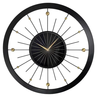 Produktbild von Wanduhr 90 cm Metall Schwarz Gold leise großes Design