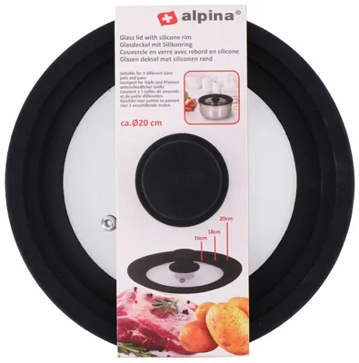 Obrázek produktu pro Skleněné víko Alpina se silikonovým okrajem 16/18/20 cm