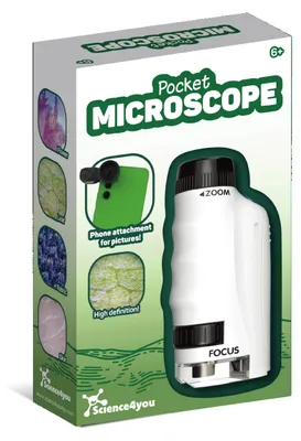 Obrázok produktu pre Science4you Mini prenosný mikroskop pre deti od 6 rokov – Prenosný detský mikroskop s príručkou experimentov a laboratórnymi nástrojmi, vzdelávacia hračka pre chlapcov a dievčatá od 6, 7, 8, 9 rokov a staršie