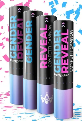 Produktbild von Gender Reveal Konfetti Kanone - 2 Rosa & 2 Blau - Biologisch Abbaubares  Konfetti - Einfach & Sicher zu Bedienen, Party zur Verkündigung des Geschlechts, Papier