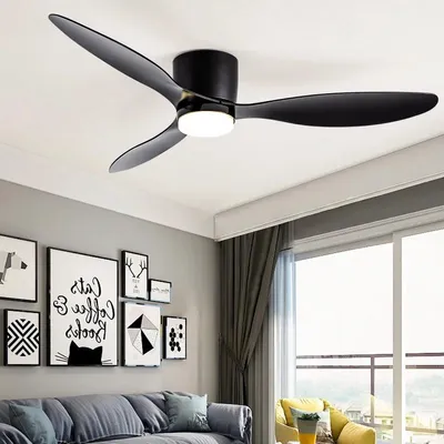 Produktbild von Deckenventilator mit Beleuchtung - 132 cm - Fernbedienung - Deckenleuchte - Schwarz - Schlafzimmer - LED