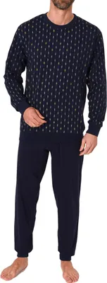 Produktbild von Herren Schlafanzug langarm, Pyjama mit Minimal-Print - 122 101 10 751 ; navy , 56