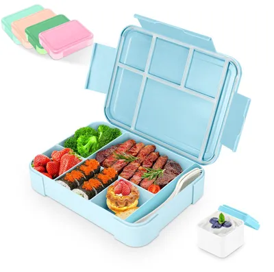 Bento Box 1330 ml mit 6 Fächern, auslaufsicher, für Kinder und Erwachsene