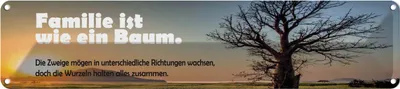 Produktbild von vianmo Blechschild 10x46 cm Familie ist wie Baum die Zweige Spruch Zitat