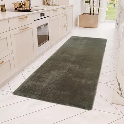 Produktbild von Carpetsale24 Waschbarer Kurzflor Teppich, rutschfest & weich, Modernes Einfarbig Design für Wohnzimmer, Schlafzimmer, Grösse: 80x250 cm